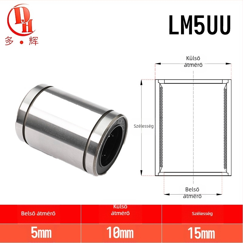 LM sorozat lineáris csapágyak (LM3UU–LM40UU) csapágyacélból