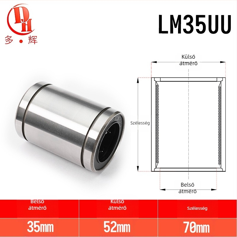 LM sorozat lineáris csapágyak (LM3UU–LM40UU) csapágyacélból