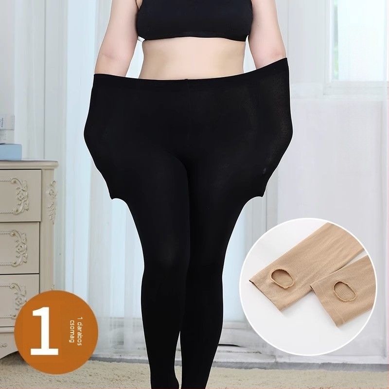 Plusz méretű fleece-bélésű leggings nőknek, tavasz–ősz, testszínű, egyszínű, közepesen vastag