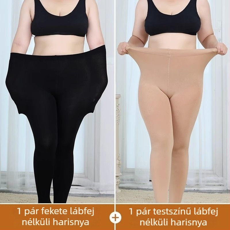 Plusz méretű fleece-bélésű leggings nőknek, tavasz–ősz, testszínű, egyszínű, közepesen vastag