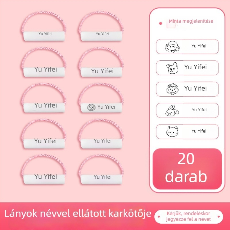 Óvodai névtáblák, vízálló, újrahasználható nyakpántok, anti-lost, alkalmas hátizsákhoz és cipőkhöz, rajzfilmszerű stílus