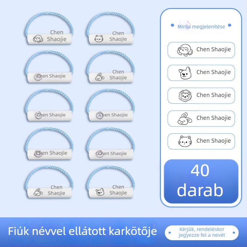 Óvodai névtáblák, vízálló, újrahasználható nyakpántok, anti-lost, alkalmas hátizsákhoz és cipőkhöz, rajzfilmszerű stílus