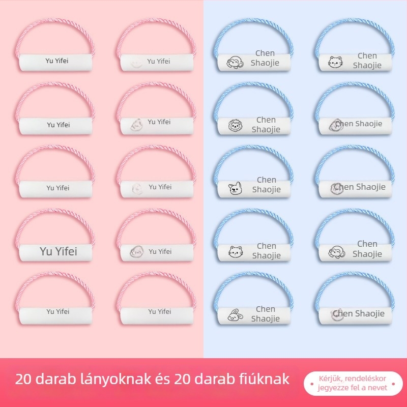 Óvodai névtáblák, vízálló, újrahasználható nyakpántok, anti-lost, alkalmas hátizsákhoz és cipőkhöz, rajzfilmszerű stílus