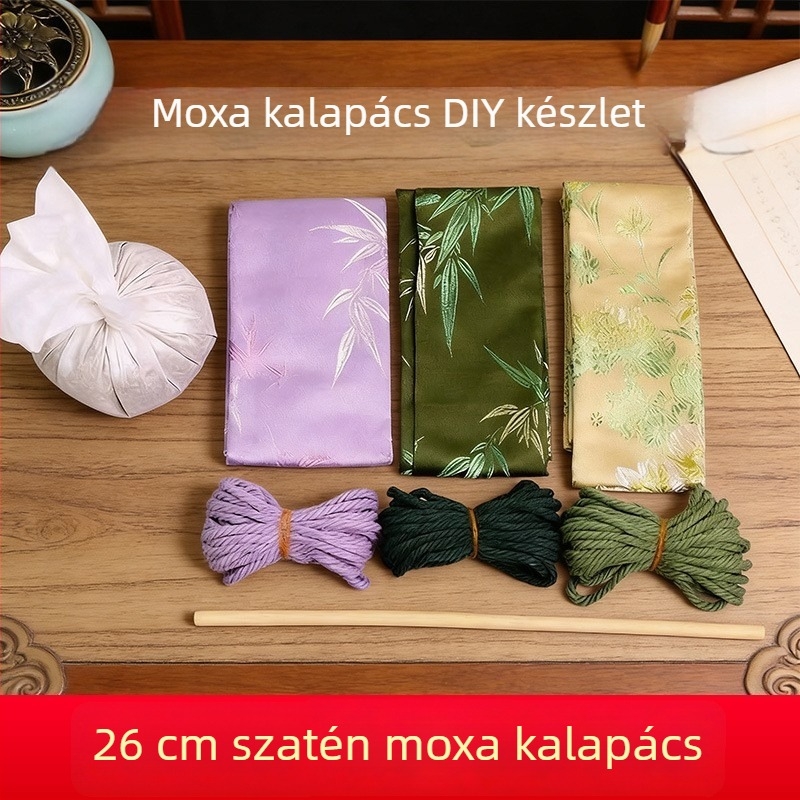 Mugwort kalapács – Kézzel készült DIY masszázs kalapács szatén brokát anyagkészlet (félkész wellness kalapács)