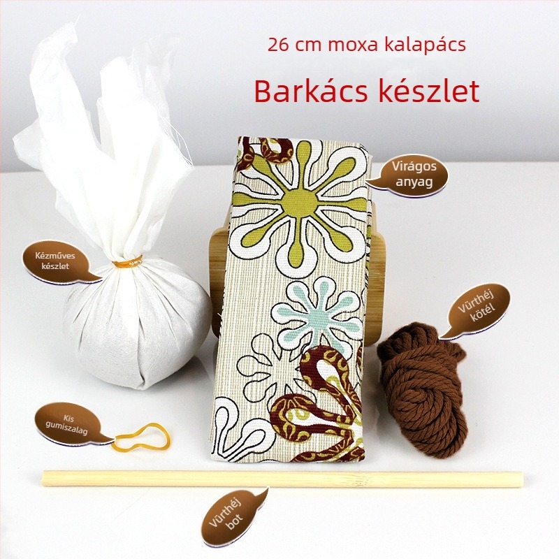 Mugwort kalapács – Kézzel készült DIY masszázs kalapács szatén brokát anyagkészlet (félkész wellness kalapács)
