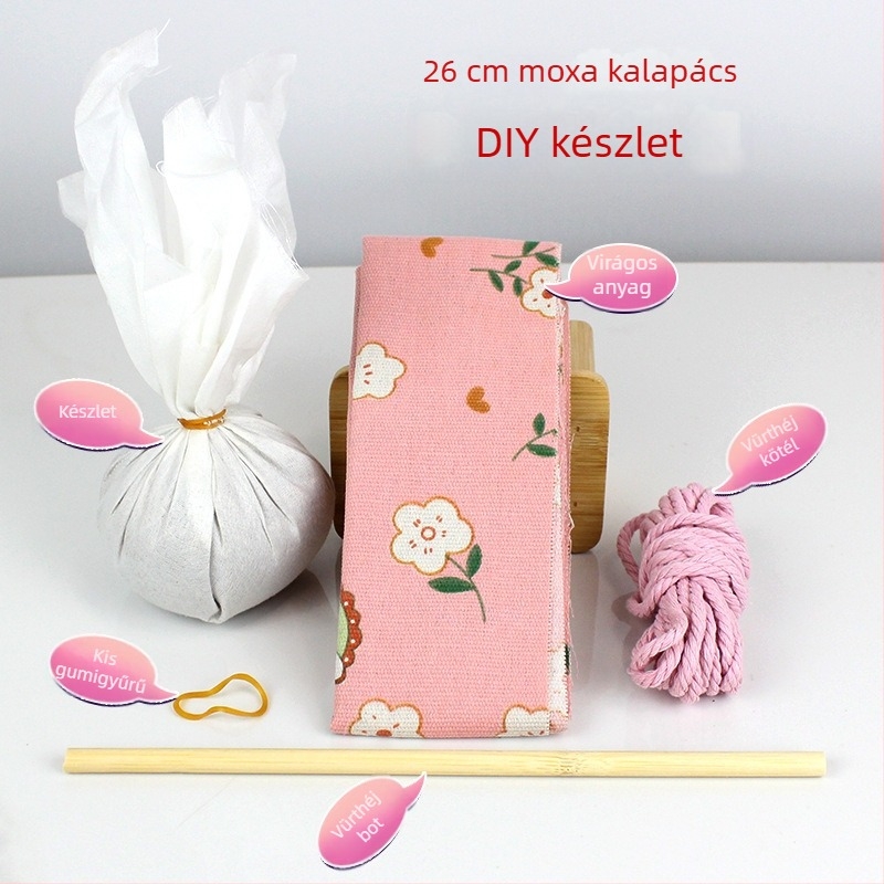 Mugwort kalapács – Kézzel készült DIY masszázs kalapács szatén brokát anyagkészlet (félkész wellness kalapács)