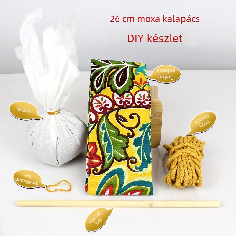 Mugwort kalapács – Kézzel készült DIY masszázs kalapács szatén brokát anyagkészlet (félkész wellness kalapács)