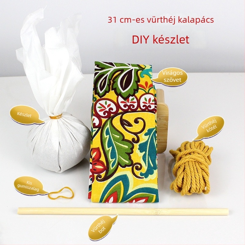 Mugwort kalapács – Kézzel készült DIY masszázs kalapács szatén brokát anyagkészlet (félkész wellness kalapács)