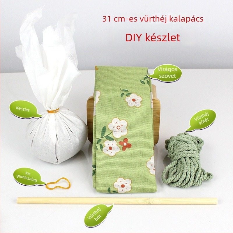 Mugwort kalapács – Kézzel készült DIY masszázs kalapács szatén brokát anyagkészlet (félkész wellness kalapács)