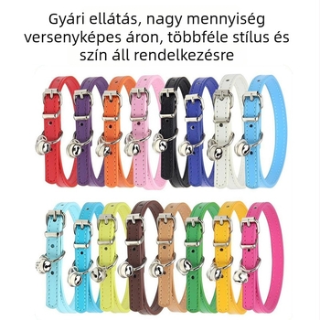 PU bőr kutyanyakörv kis haranggal, különböző színek és méretek, minimalistikus lapos nyakörv macskáknak és kutyáknak