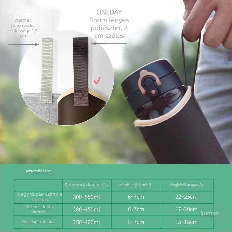 Zsinóros pohárvédő tok, univerzális szigetelő borító üveg- vagy termoszos pohárhoz, 350–500 ml