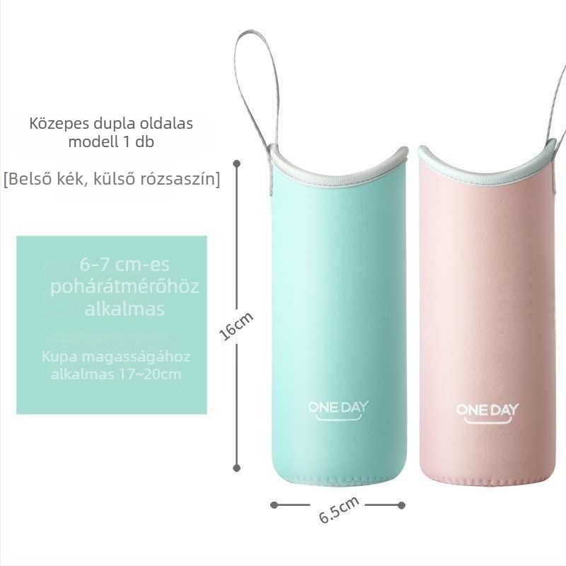 Zsinóros pohárvédő tok, univerzális szigetelő borító üveg- vagy termoszos pohárhoz, 350–500 ml