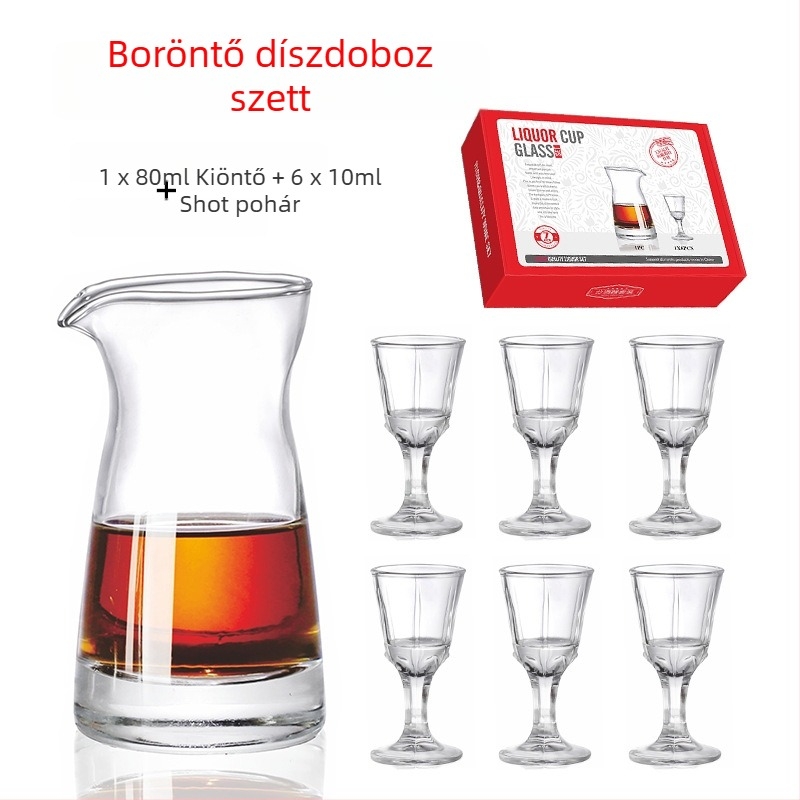 8 darabos borospohár ajándékkészlet logóval, decanterrel és magas poharakkal