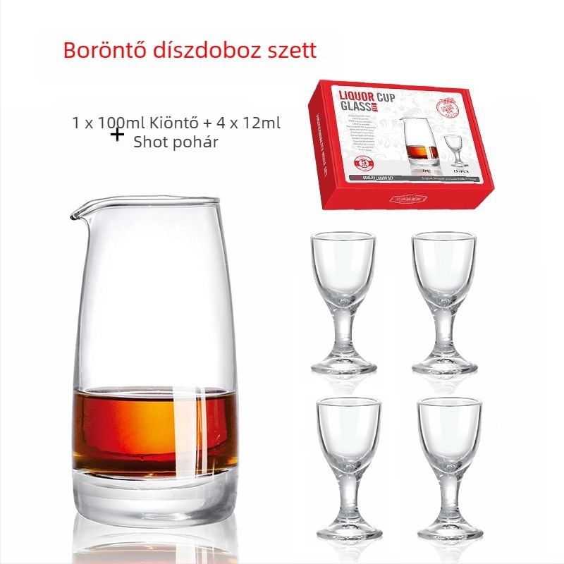8 darabos borospohár ajándékkészlet logóval, decanterrel és magas poharakkal