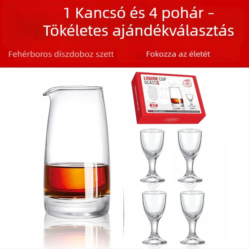 8 darabos borospohár ajándékkészlet logóval, decanterrel és magas poharakkal