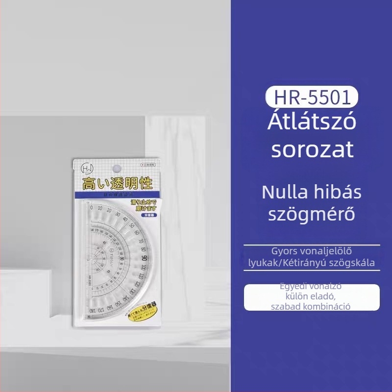 Haiwen HR-253 Átlátszó 18 cm-es műanyag vonalzó hullám mintával, kék és rózsaszín, általános iskolás diákoknak