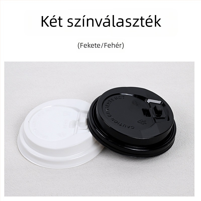 Egyszer használatos papír pohár fedél, lapos fedél kapcsolóval, 80/90 mm-es átmérő, többfunkciós összekapcsolt fedél, szivárgásmentes tej-tea pohár fedél.