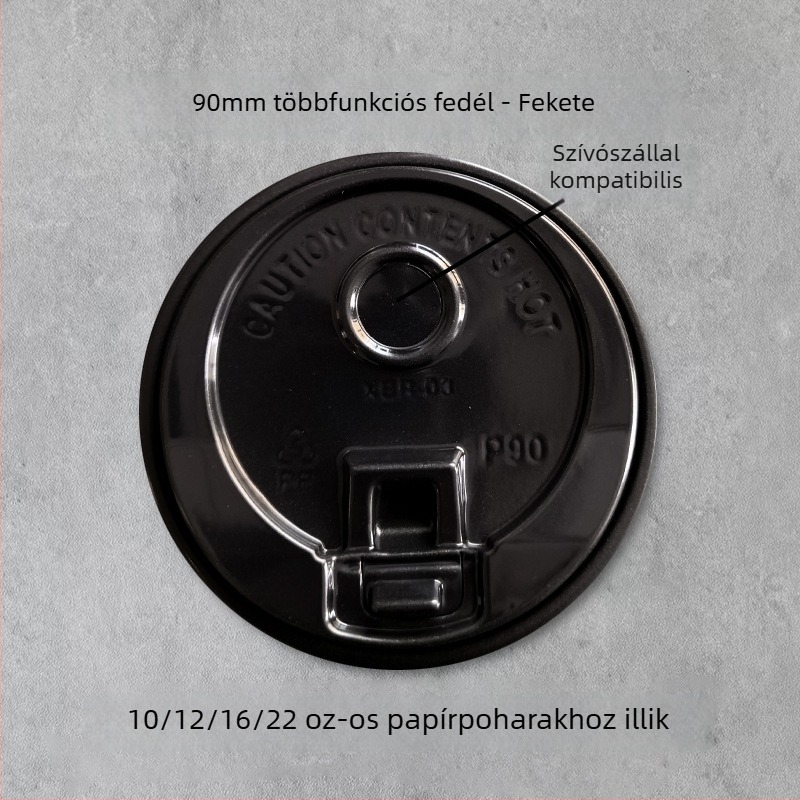 Egyszer használatos papír pohár fedél, lapos fedél kapcsolóval, 80/90 mm-es átmérő, többfunkciós összekapcsolt fedél, szivárgásmentes tej-tea pohár fedél.