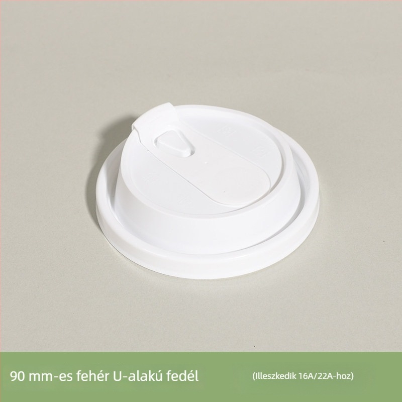 Egyszer használatos papír pohár fedél, lapos fedél kapcsolóval, 80/90 mm-es átmérő, többfunkciós összekapcsolt fedél, szivárgásmentes tej-tea pohár fedél.