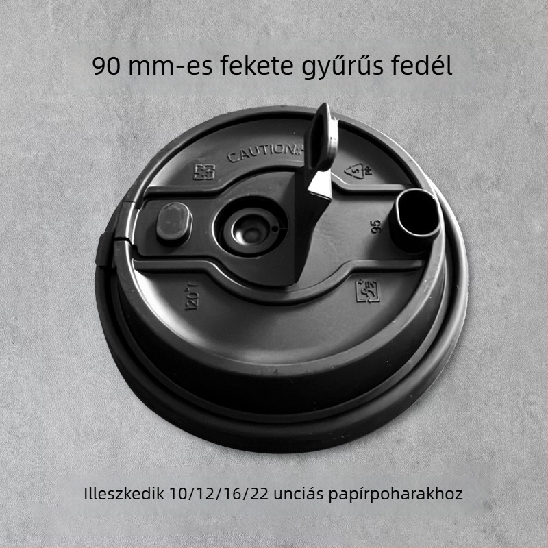 Egyszer használatos papír pohár fedél, lapos fedél kapcsolóval, 80/90 mm-es átmérő, többfunkciós összekapcsolt fedél, szivárgásmentes tej-tea pohár fedél.