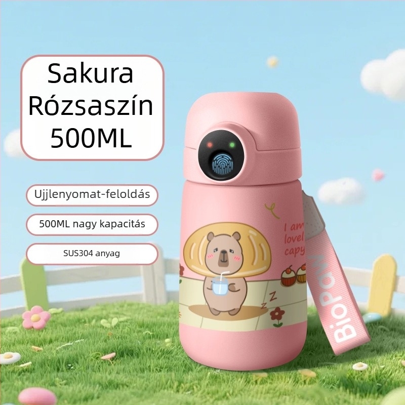 Személyre szabható ujjlenyomat-nyitású termoszos intelligens ivóedény gyerekeknek