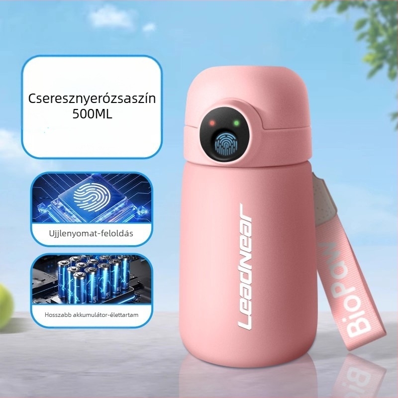 Személyre szabható ujjlenyomat-nyitású termoszos intelligens ivóedény gyerekeknek
