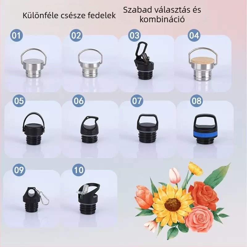 Sportos vízpalack kupakjai: nagy és kicsi szájnyílású kupakok, PP csőrös kupakok, közvetlen ivásra szánt kupakok és hasonló sportos palack kupakok