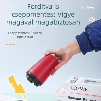 Rozsdamentes acélból készült termosz pohár mérési skálával, férfiak és nők számára, hordozható, logóval testre szabható