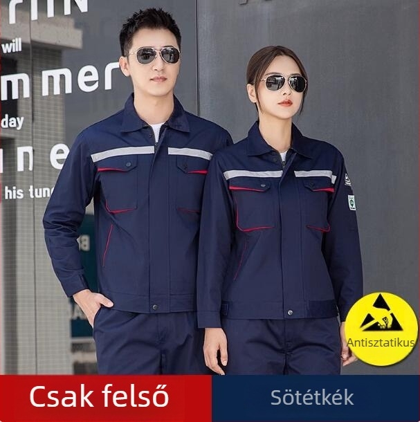 3D-zsebbel ellátott antisztatikus munkaruha készlet fényvisszaverő csíkokkal – biztonsági felső tavasz–őszre