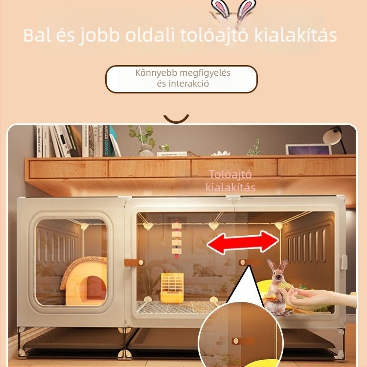 Nagy belső nyúlketrec kényelmes alvófészekkel nyulaknak, tengerimalacoknak és törpenyulaknak