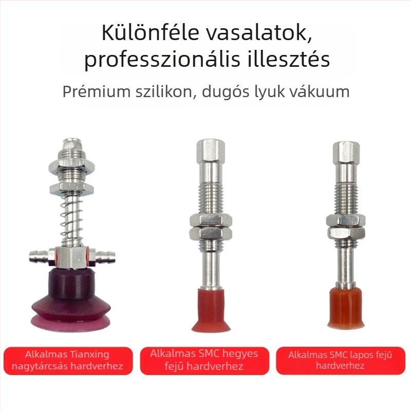 Vákuum szívófej nyílásokkal a palack kupak nyílásának blokkolásához — ipari nagyfejű szilikon, manipulátorhoz, pneumatikus, magas hőmérsékletű automatizálás