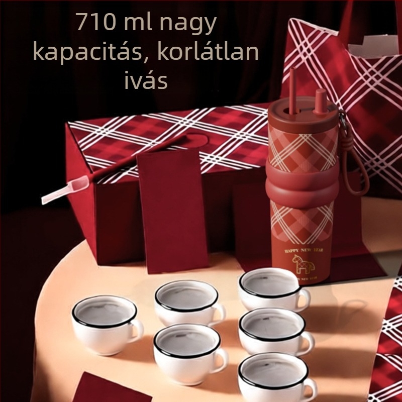 A Ló éve limitált kiadása: termosz pohár 316 rozsdamentes acélból kerámiával szigetelve, unisex, szívószállal, autóba