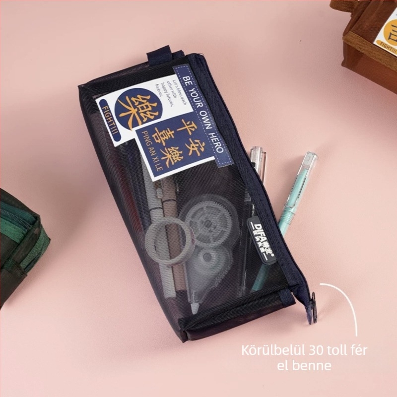 Morandi színű tolltartó, japán stílusú, nagy kapacitású, kétszintes, könnyű és hordozható diákok számára
