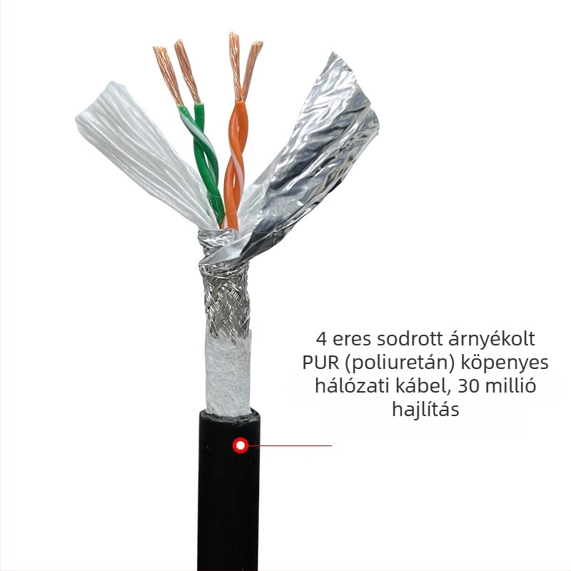 Cat5/Cat6/Cat7 kétszeresen árnyékolt ipari Ethernet-kábel gépészeti eszközökhöz, zajtűrés, olajálló, hajlításálló, rugalmas húzólánc