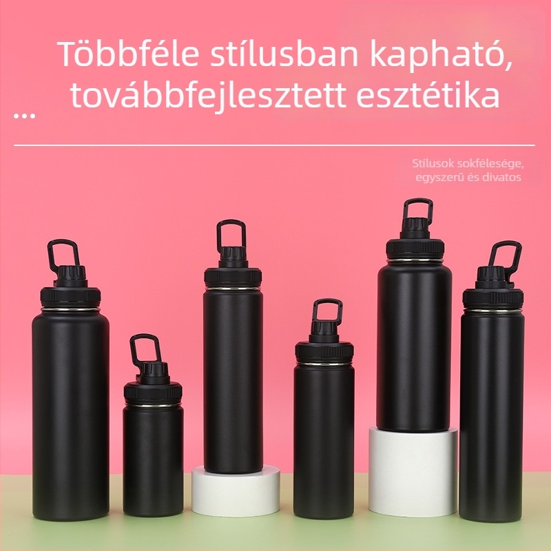 304 rozsdamentes acél termosz, kettős falú vákuumos szigetelés, nagy kapacitás, hordozható kültéri kerékpározáshoz