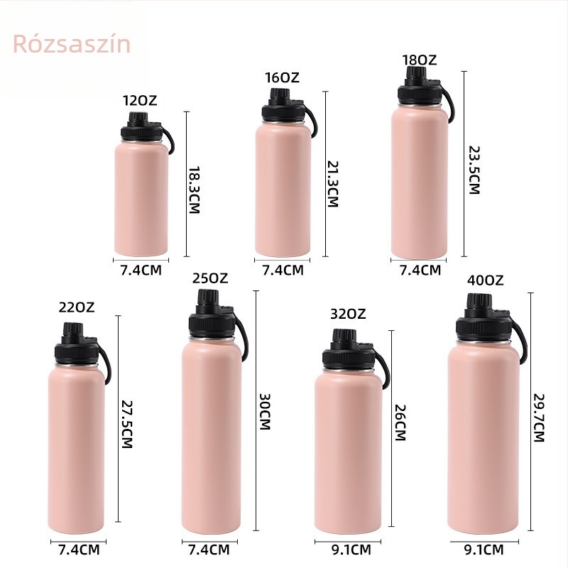 304 rozsdamentes acél termosz, kettős falú vákuumos szigetelés, nagy kapacitás, hordozható kültéri kerékpározáshoz