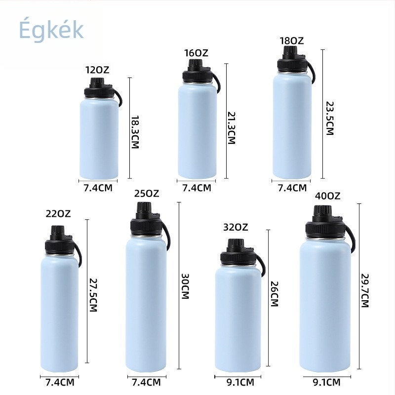 304 rozsdamentes acél termosz, kettős falú vákuumos szigetelés, nagy kapacitás, hordozható kültéri kerékpározáshoz