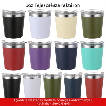 8 oz-os vákuum-szigetelt tejpohár szívószállal, autóba illeszkedő, hidegen vagy melegen tartja az italokat