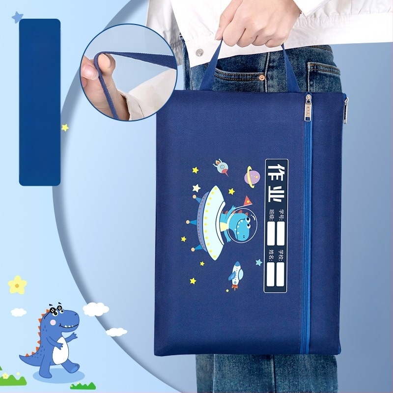 A4-es méretű cipzáras irattáska általános iskolások számára – házi feladat és tankönyvek tárolására, vászon anyagból