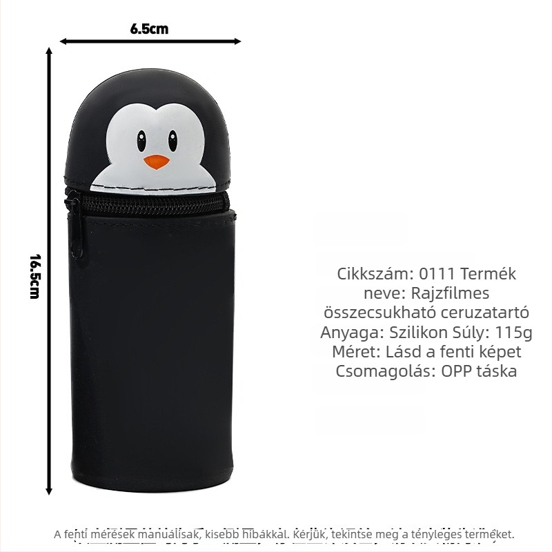 Szilikon tolltartó karikatúrás dizájnnal – hordozható iskolai írószerszám