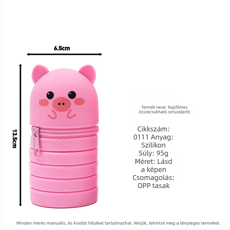 Szilikon tolltartó karikatúrás dizájnnal – hordozható iskolai írószerszám