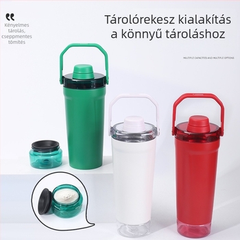 Rozsdamentes acél shaker pohár fogantyúval, 20 oz, hordozható sportos italos pohár