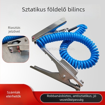 Robbanásbiztos elektrosztatikus földelő csipesz, 304 rozsdamentes acélból, dupla végű antistatikus földelő csipesz vegyi üzemekhez és töltőállomásokhoz.