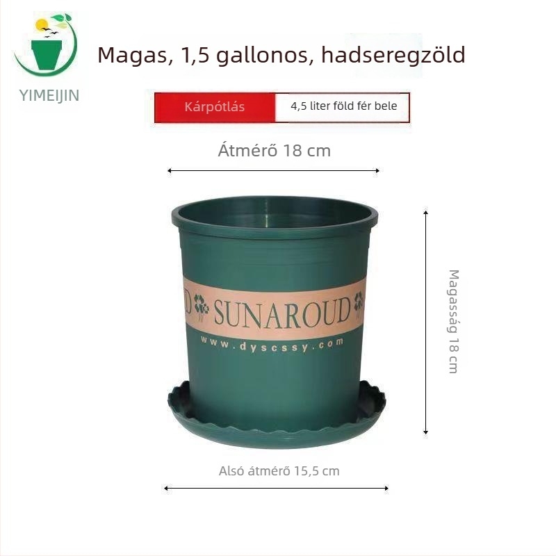 Műanyag virágtartó galon méretben, erkélyre és nappalira, zöld növények és rózsák számára, extra-nagy, vastag falú