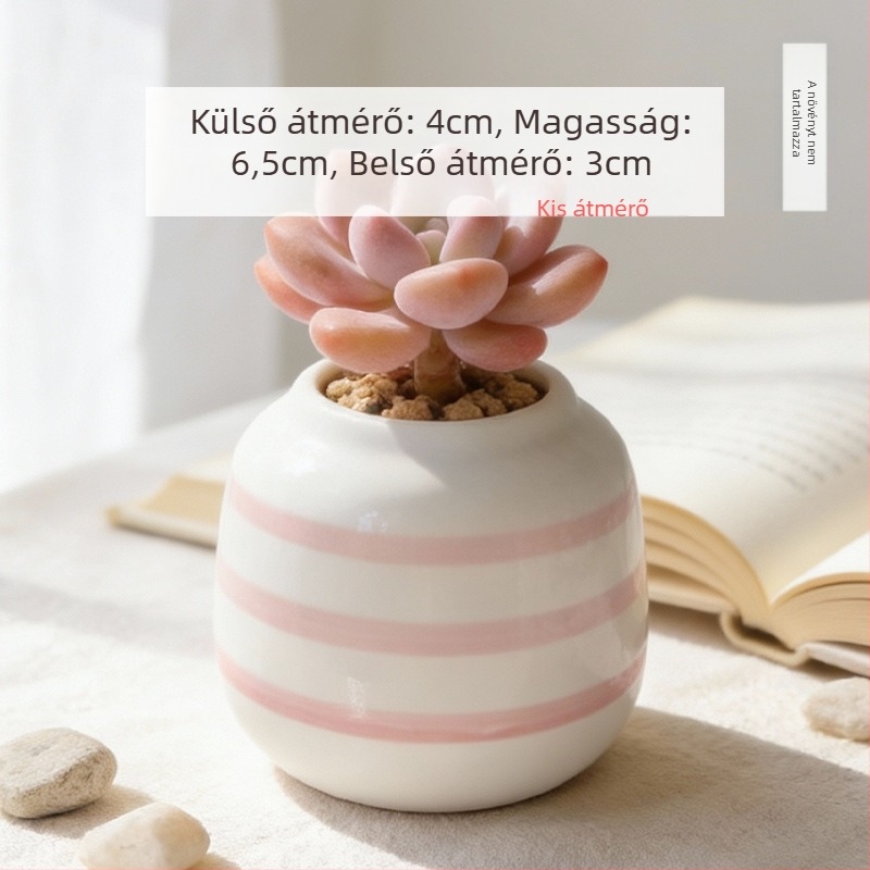 Kerámiából készült szukkulens kaspó, kör alakú, kézzel festett, asztali dekorációhoz, öreg törzsű bonsai