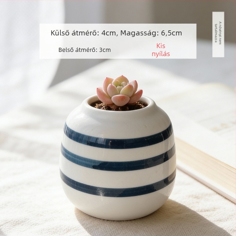 Kerámiából készült szukkulens kaspó, kör alakú, kézzel festett, asztali dekorációhoz, öreg törzsű bonsai