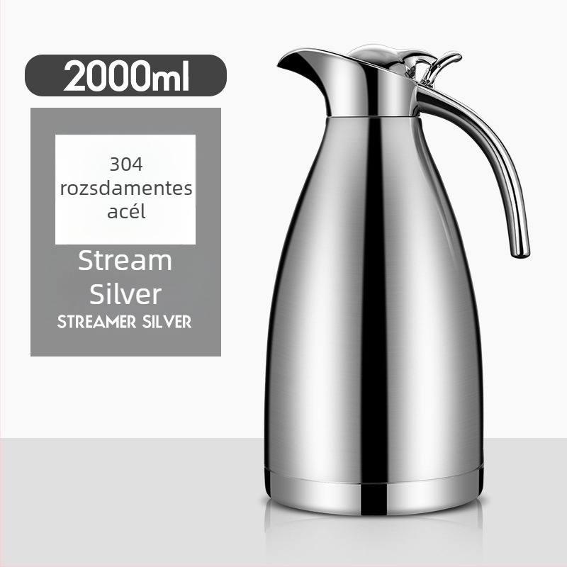 Európai stílusú vákuum termosz, belső 304 rozsdamentes acél, külső 201, 2 literes kapacitás, forró és hideg italokhoz