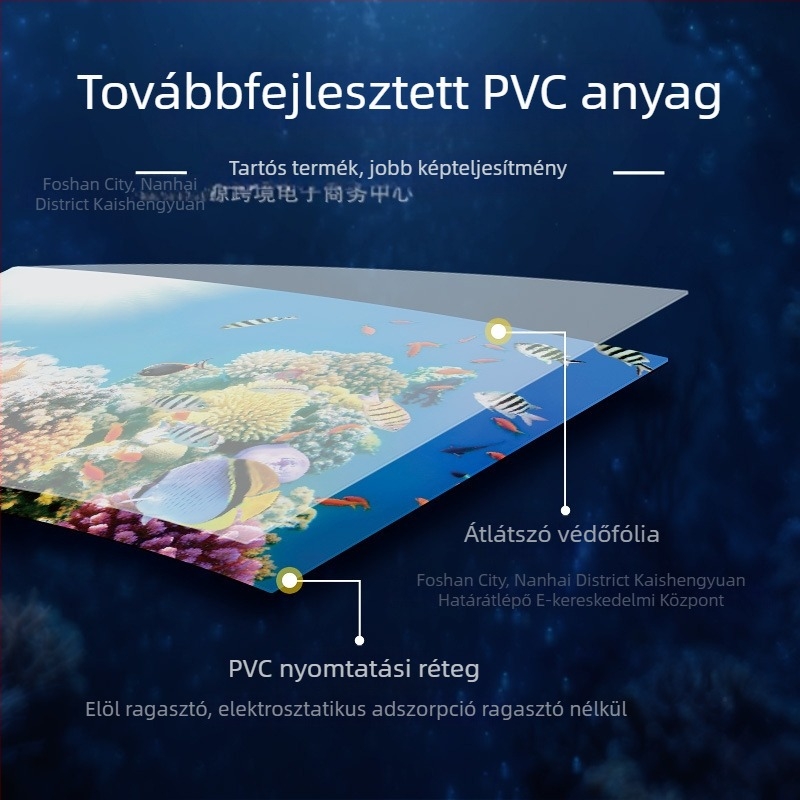 HD 5D akvárium háttérmatrica – öntapadós, nyom nélkül, nagy felbontású háttér