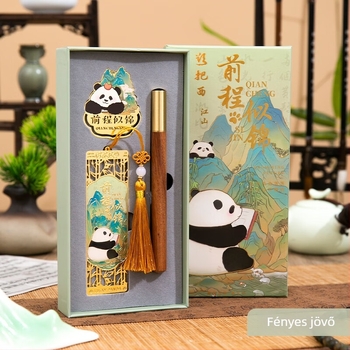 Panda mintázatú fém könyvjelző, kínai stílusú ajándék Tanárnapra