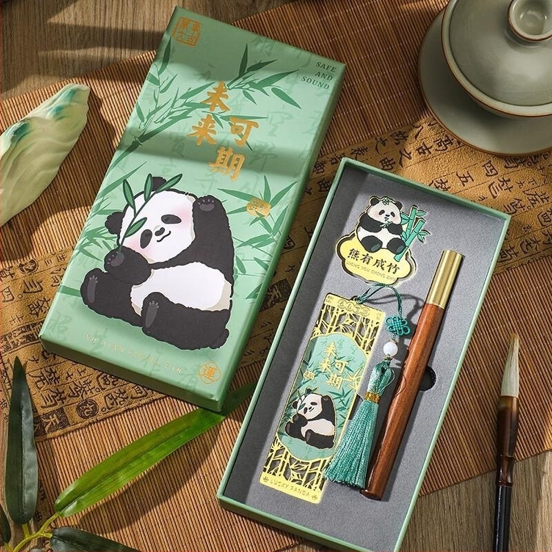 Panda mintázatú fém könyvjelző, kínai stílusú ajándék Tanárnapra